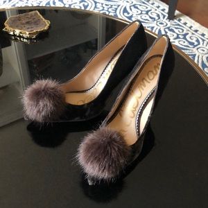 Mint condition velvet and fur heels